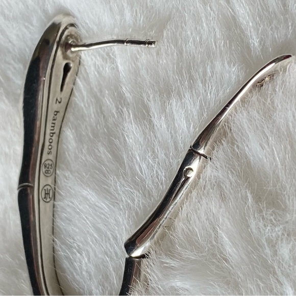 John Hardy Authentic Sterling Silver and Black Sapphire Earrings - Picture 11 of 12